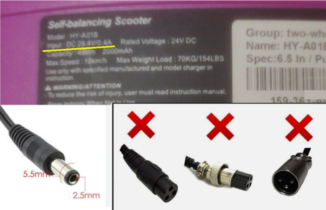 NEW Charger Adapter For HY-A01B HYA01B Uni-Sun Self Balancing Scooter w/ Barrel AC/DC Adapter UPC Does not apply Power